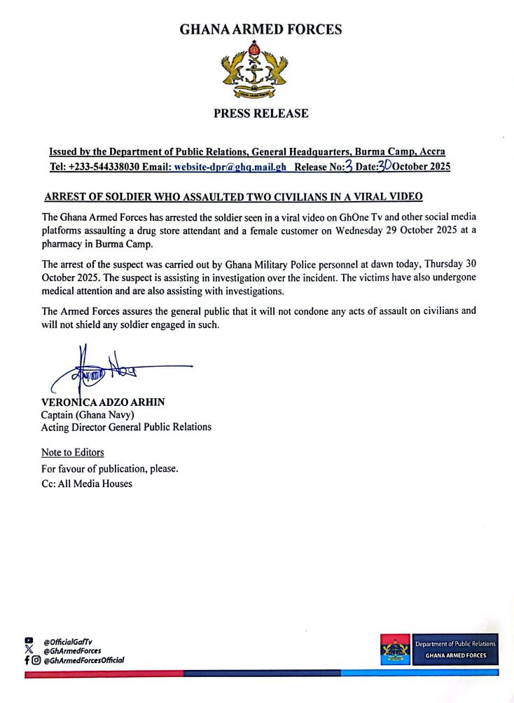 We will not shield any soldier that assaults civilians - Armed Forces