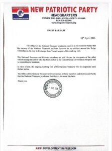 NPP National Treasurer Involved in Accident