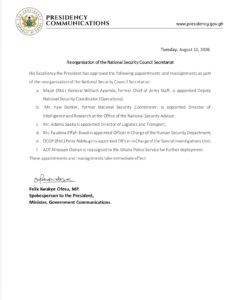 President Mahama Reorganises National Security Council Secretariat President Mahama Reorganises National Security Council Secretariat